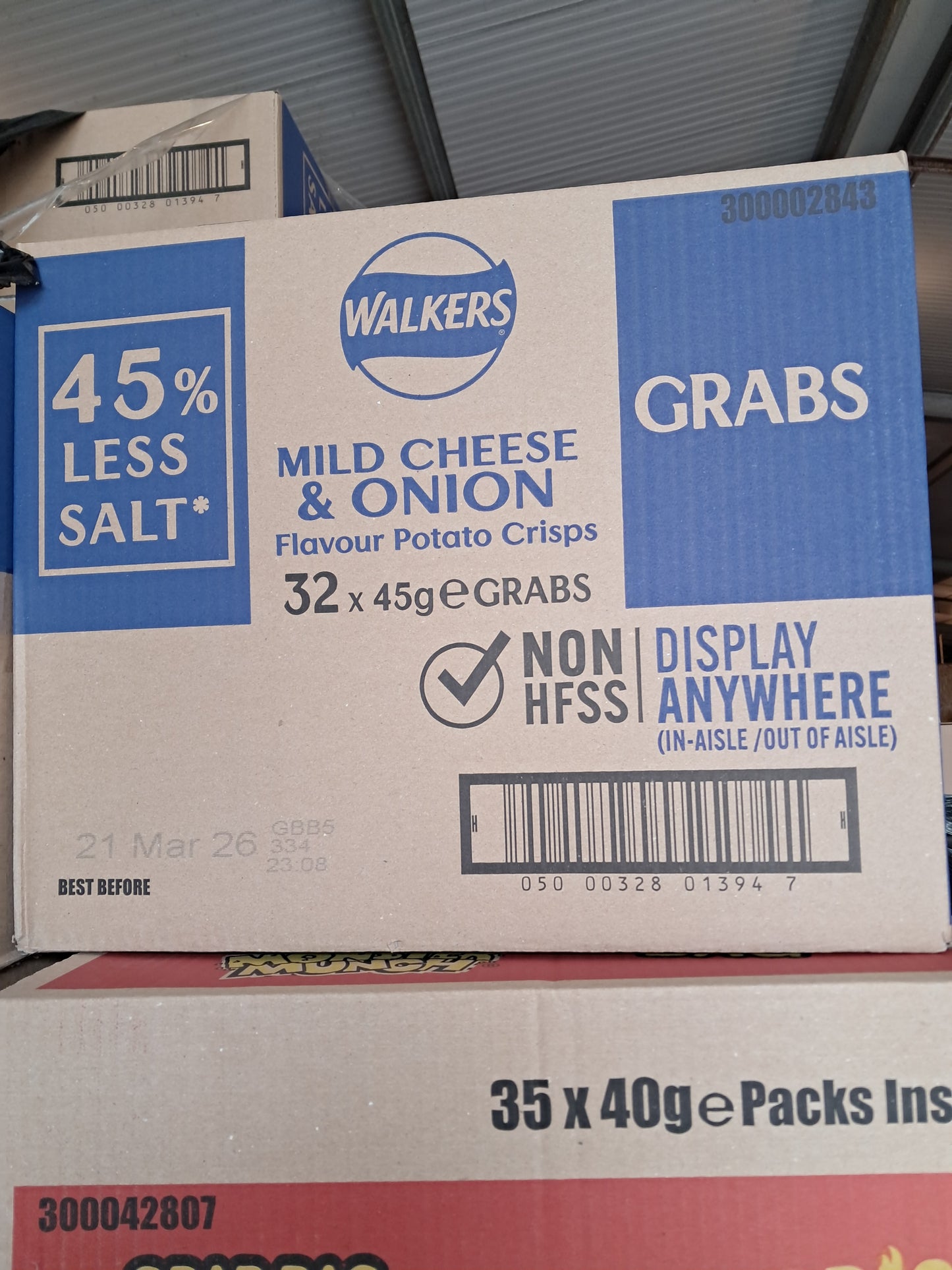 Walkers cheese and onion grab bags box