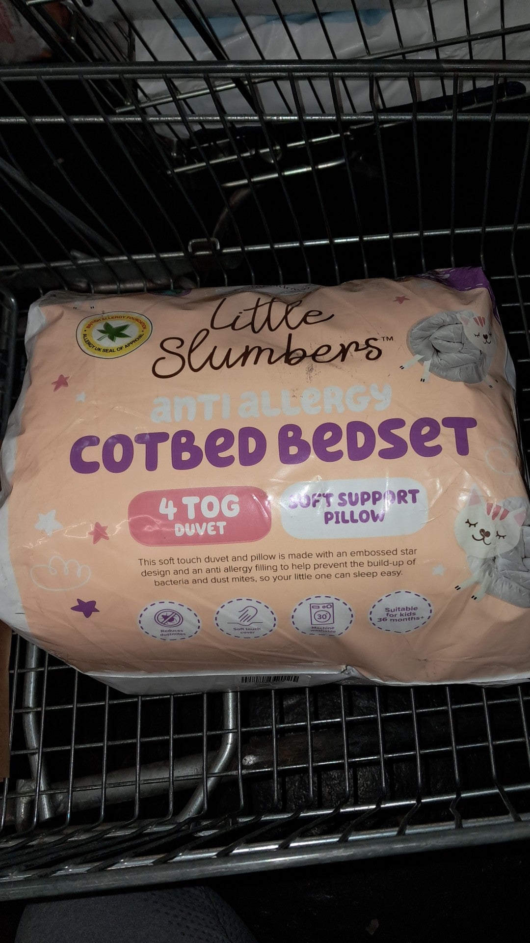 Little slumbers anti allergy cotbed bedset 4 tog