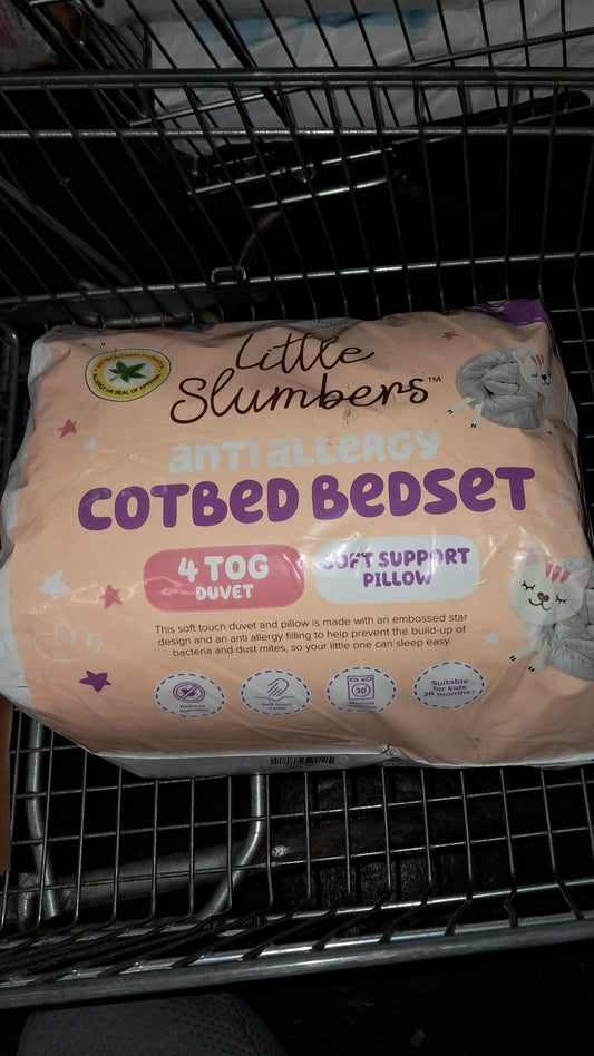 Little slumbers anti allergy cotbed bedset 4 tog