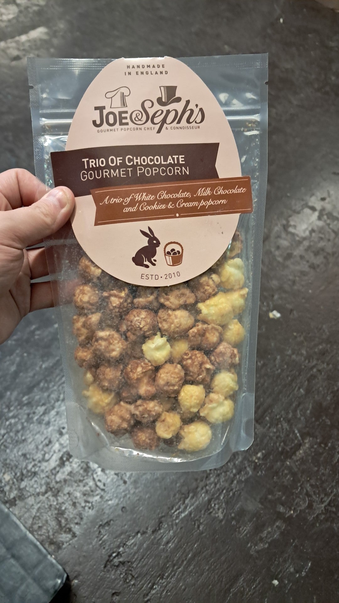 Joe &Sephs trio of chocolate gourmet popcorn 80g
