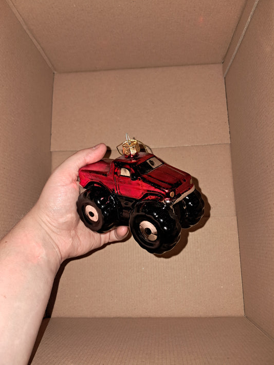 Glass monster truck tree ornament COLLECTION ONLY!