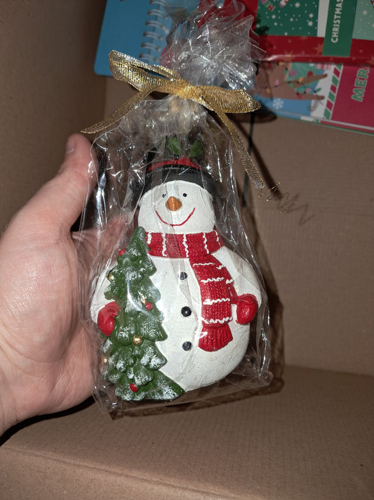 Snow man john lewis candle