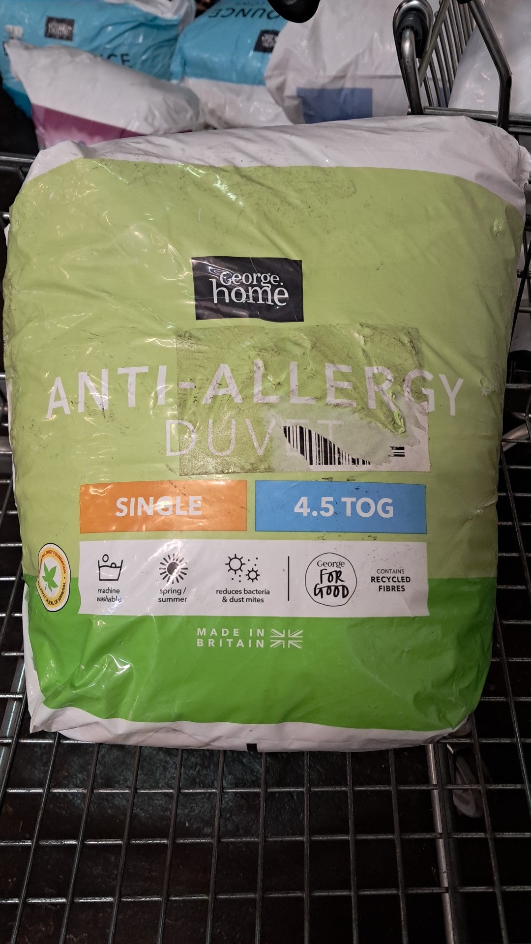 George home antiallergy duvet single 4.5tog