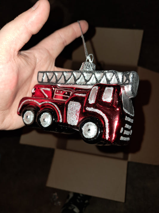 GLASS individual firetruck bauble COLLECTION ONLY!
