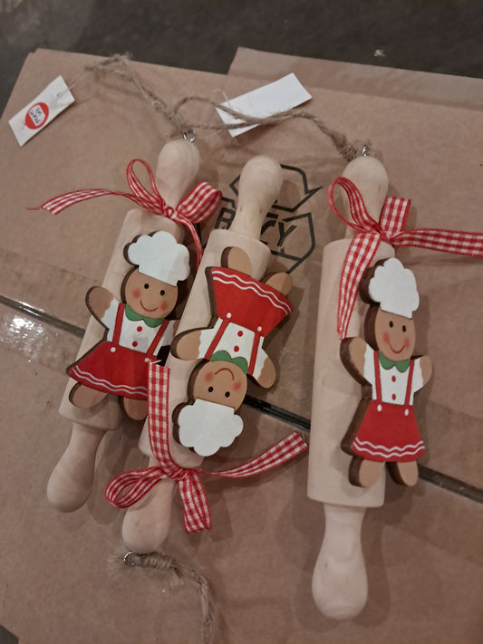 Rolling pins hanging ornaments set of 3