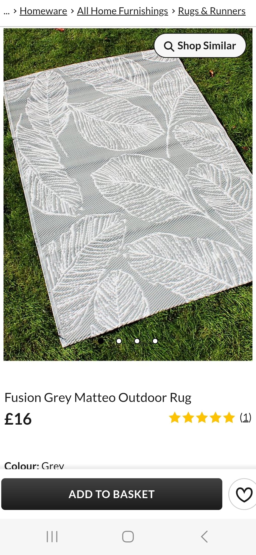 Matteo grey  120 x 170cm rug COLLECTION ONLY RRP £16