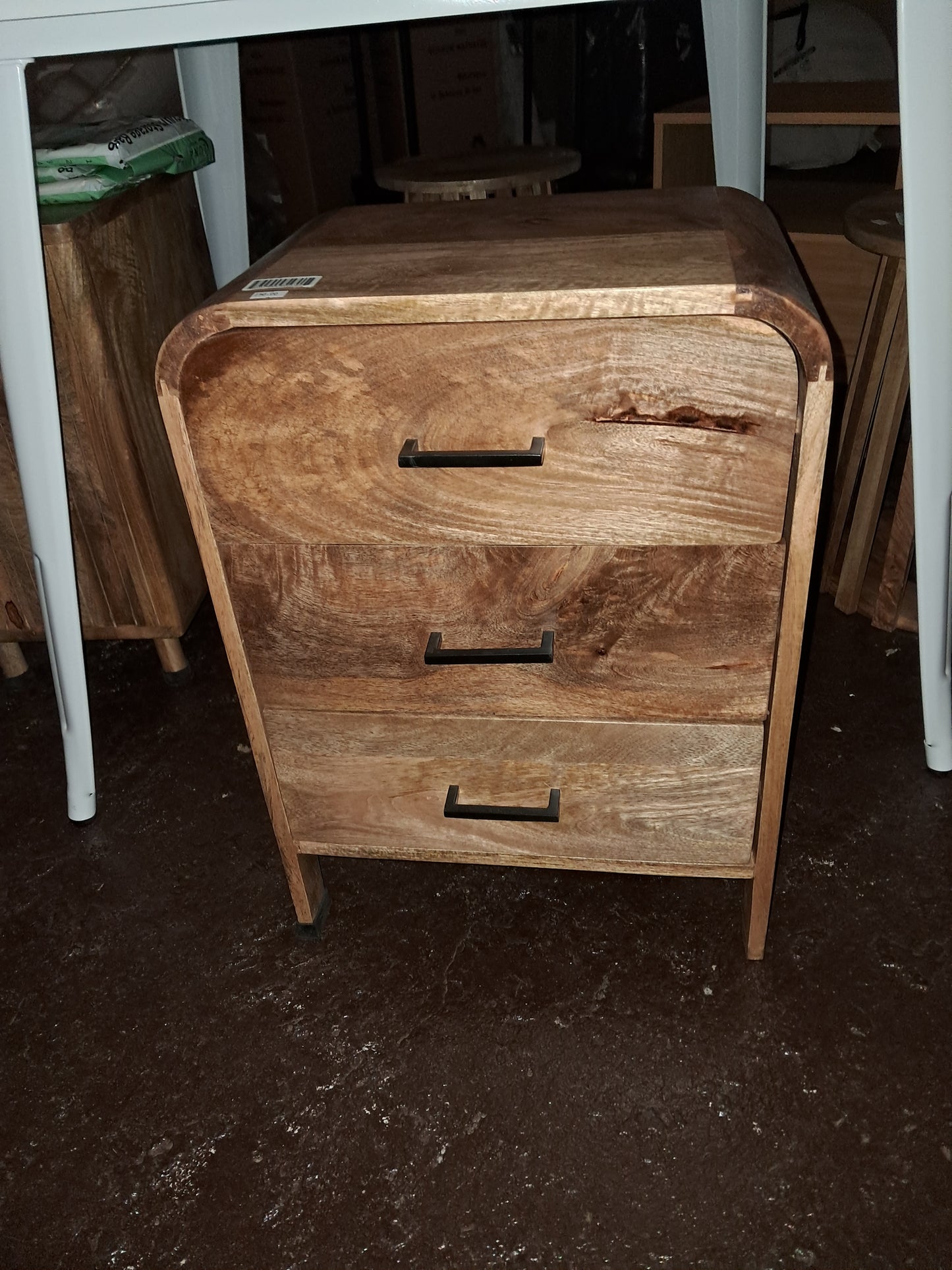 Asda wooden bed side table with black handles RRP £70 COLLECTION ONLY*