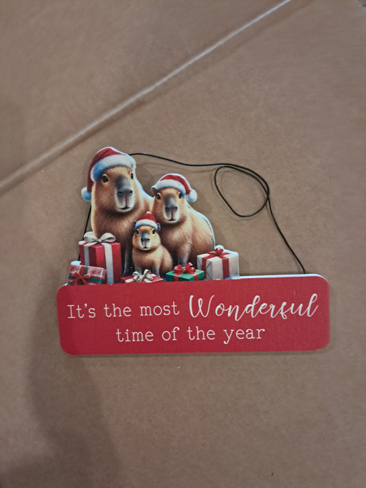 Capybara metal and wood tree decor