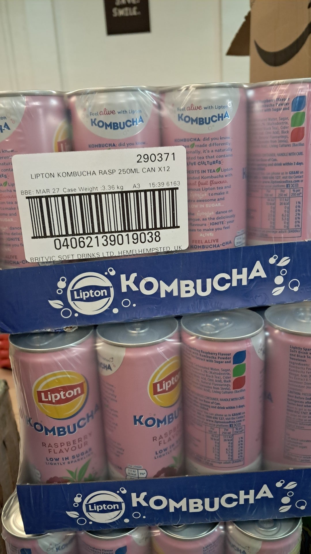 Lipton rasp kombucha cans x 12