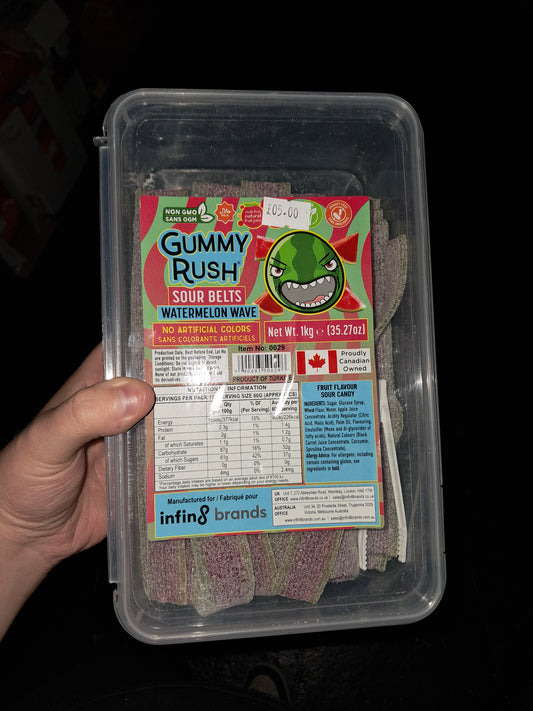 Gummy rush sour belts water melon