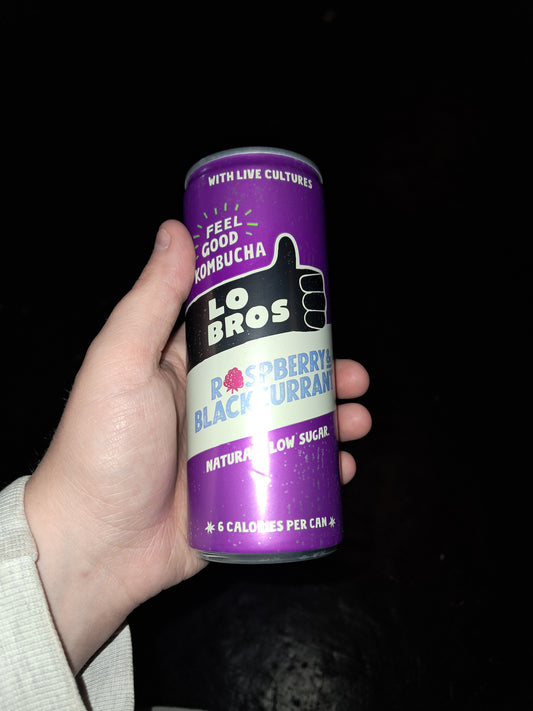 Lo bros raspberry and blackcurrant kombucha