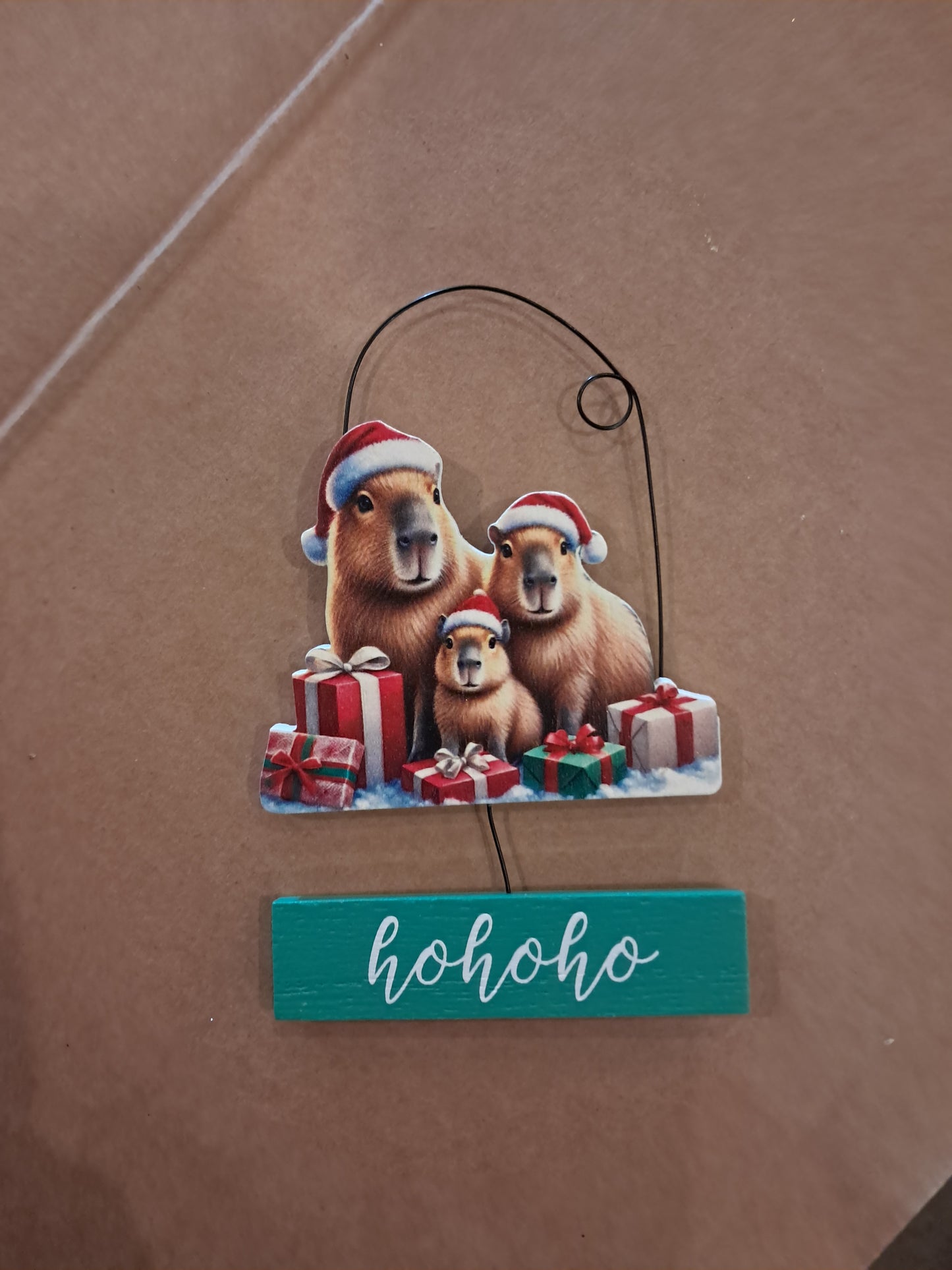 Capybara metal and wood tree decor