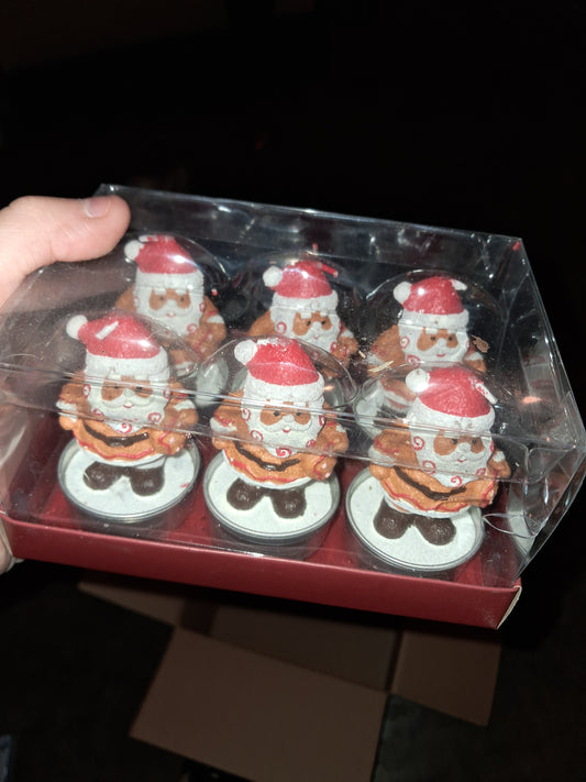 John lewis set of 6 gingerbread santa tealights