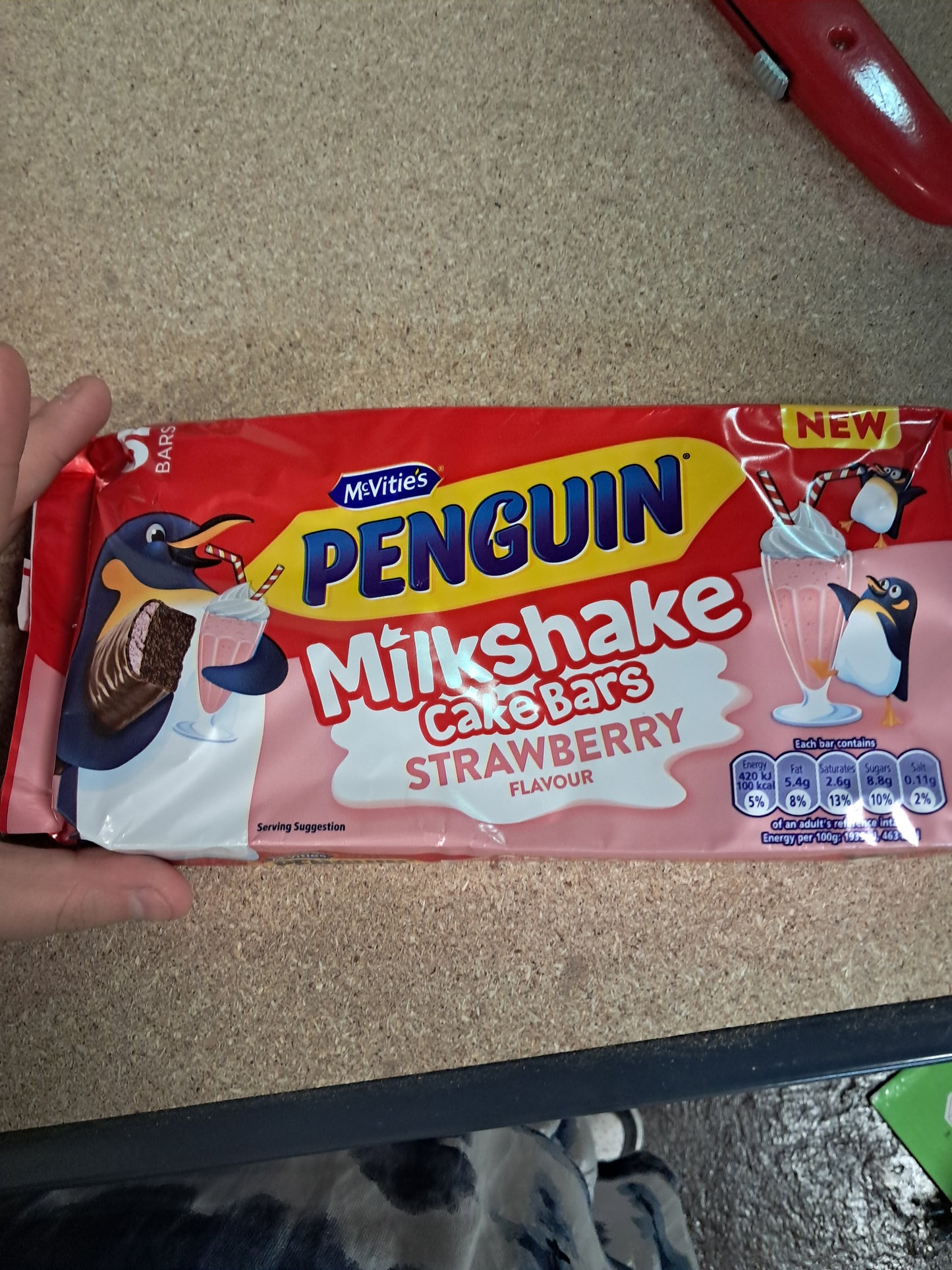 Penguin milkshake cake bars strawberry