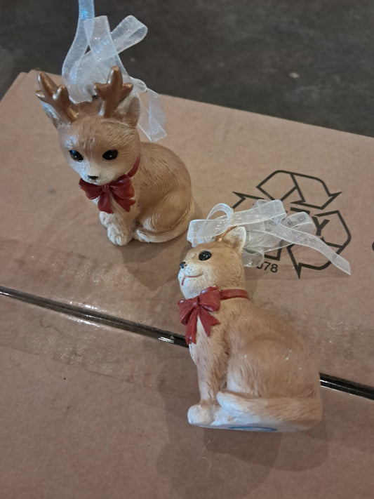 Set of two hanging reindeer john lewis ornaments
