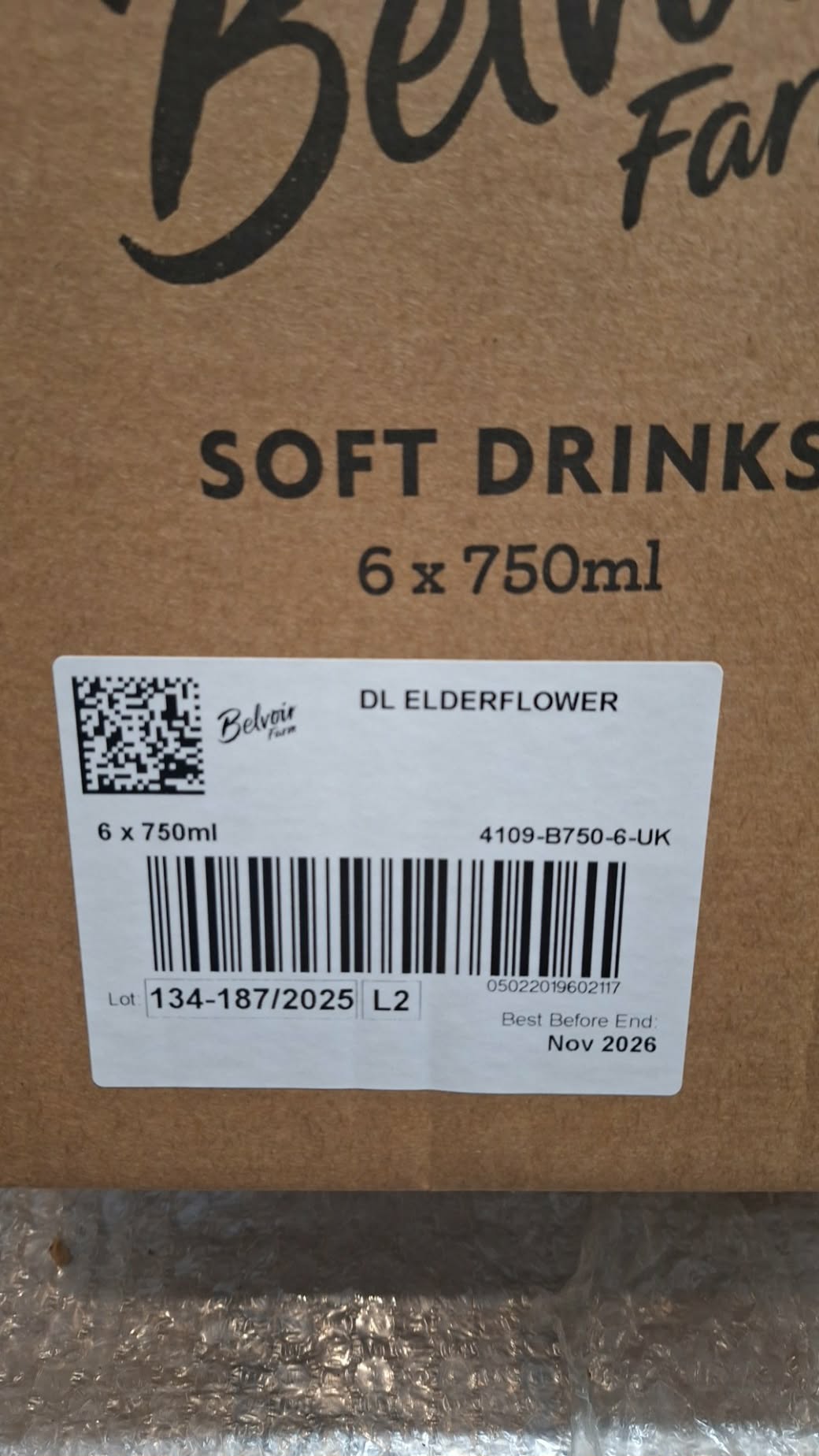Belvoir Farm 6 x 750ml elderflower *COLLECTION ONLY!