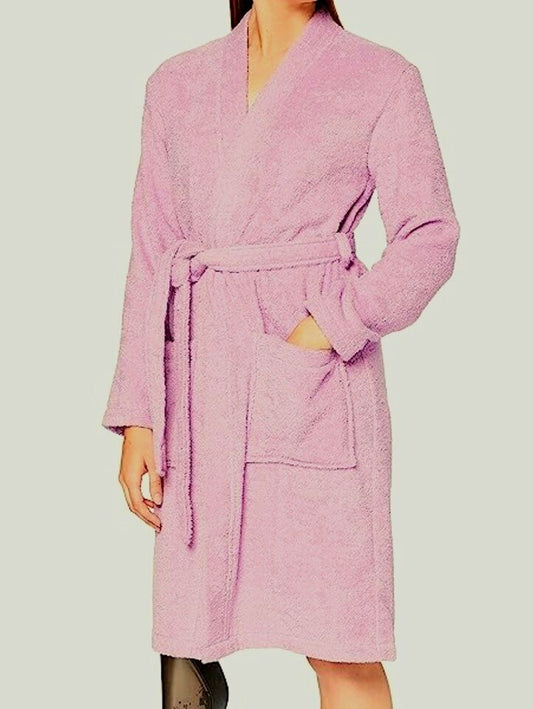 Iris & Lilly Women's Short Terry Towelling Dressing Gown, Pink, 8